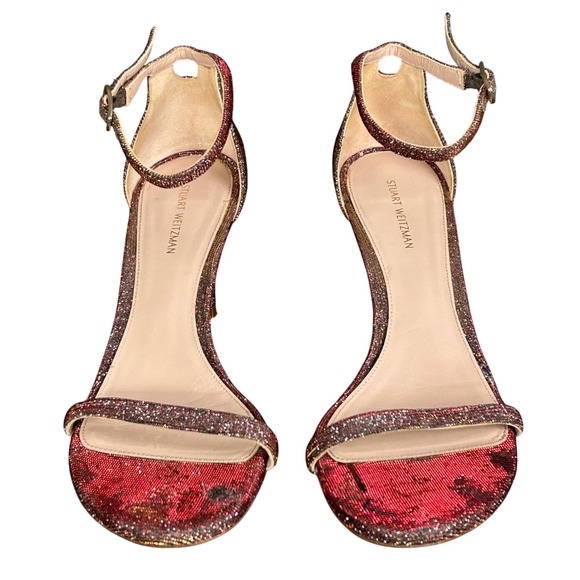 Stuart Weitzman Nudist Metallic Sunset Shimmer Ankle Strap Sandals 7.5 M Spain - Picture 3 of 12